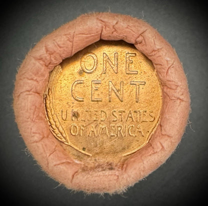 1955-S Lincoln Wheat Cent Penny Uncirculated Roll Of 50 Coins Original Bank Wrap1
