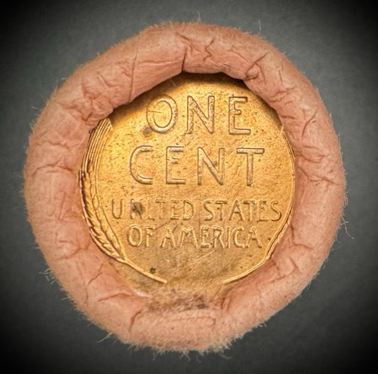 1955-S Lincoln Wheat Cent Penny Uncirculated Roll Of 50 Coins Original Bank Wrap1