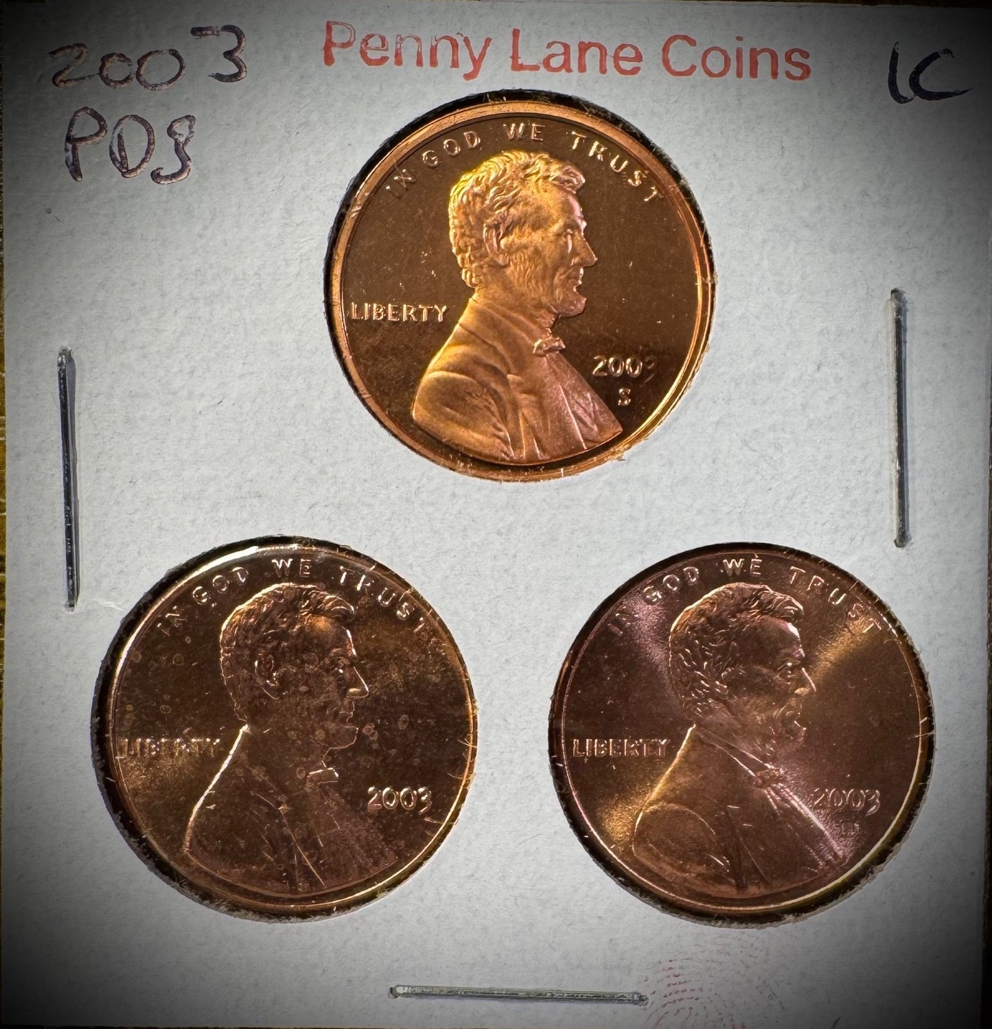 2003 P D S Lincoln Memorial Cent UNCIRCULATED + PROOF 3 Coin Lot0