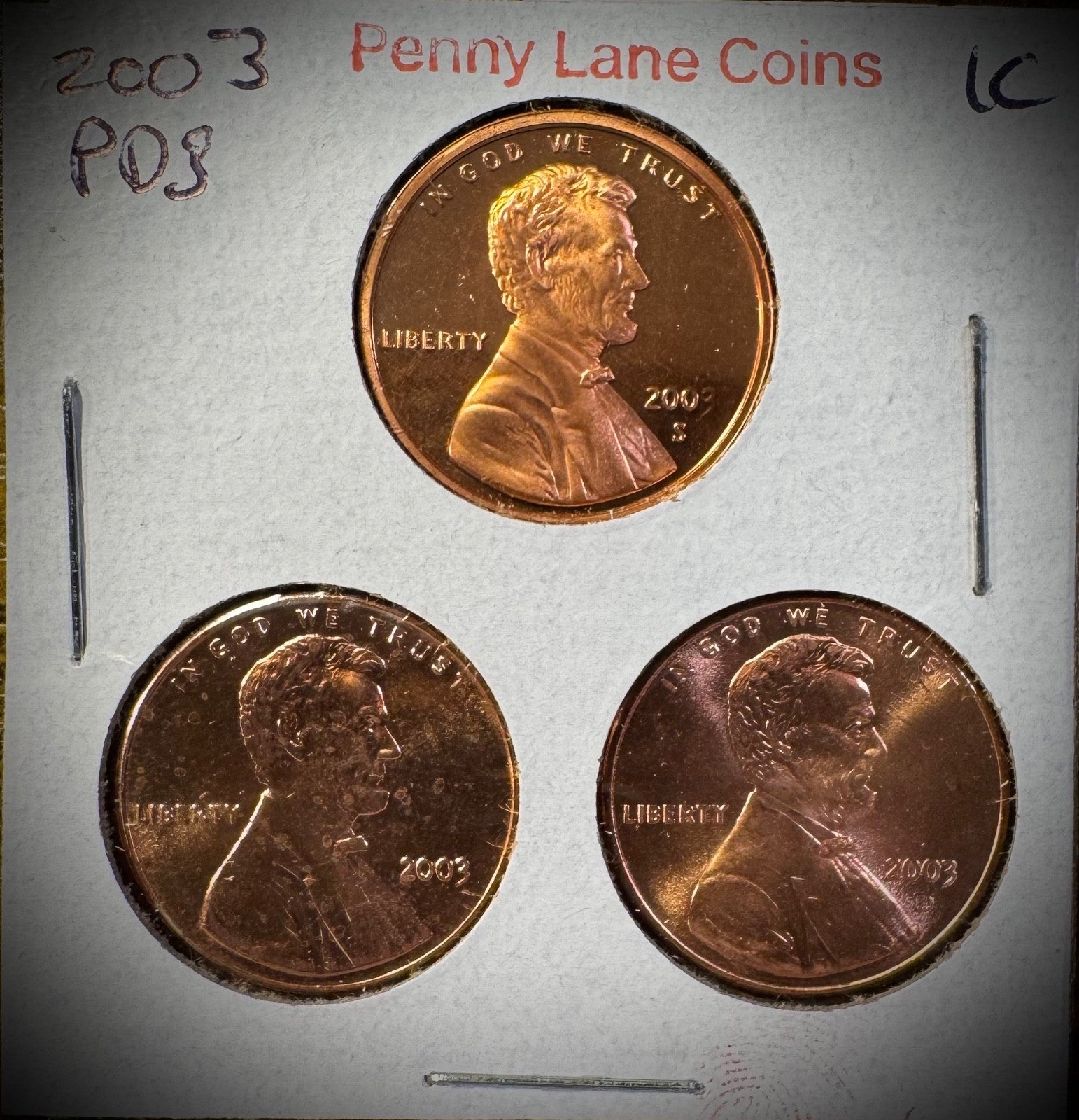 2003 P D S Lincoln Memorial Cent UNCIRCULATED + PROOF 3 Coin Lot0