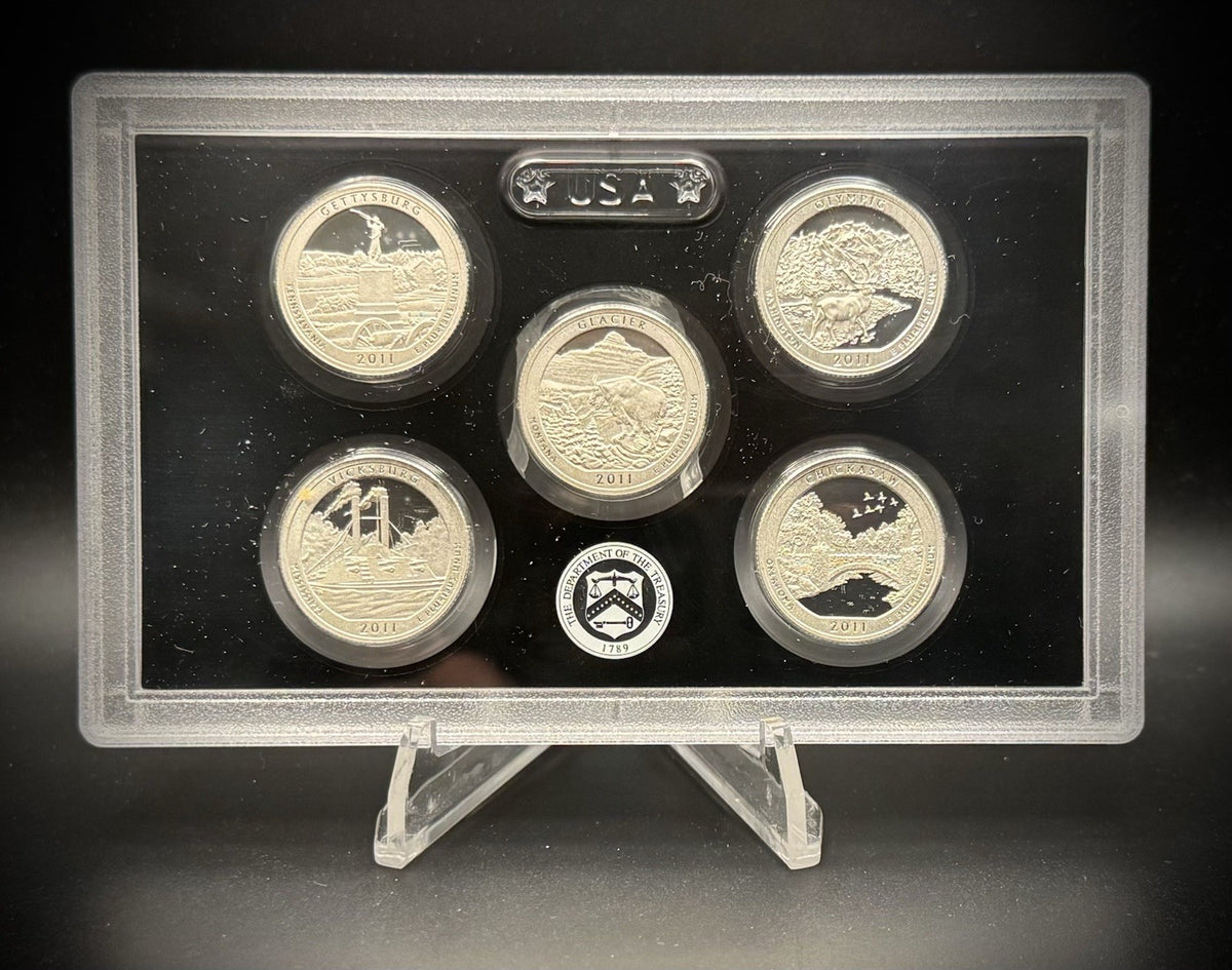2011-S 90% SILVER America the Beautiful PROOF Quarter Set w 2011 US MINT Box COA1