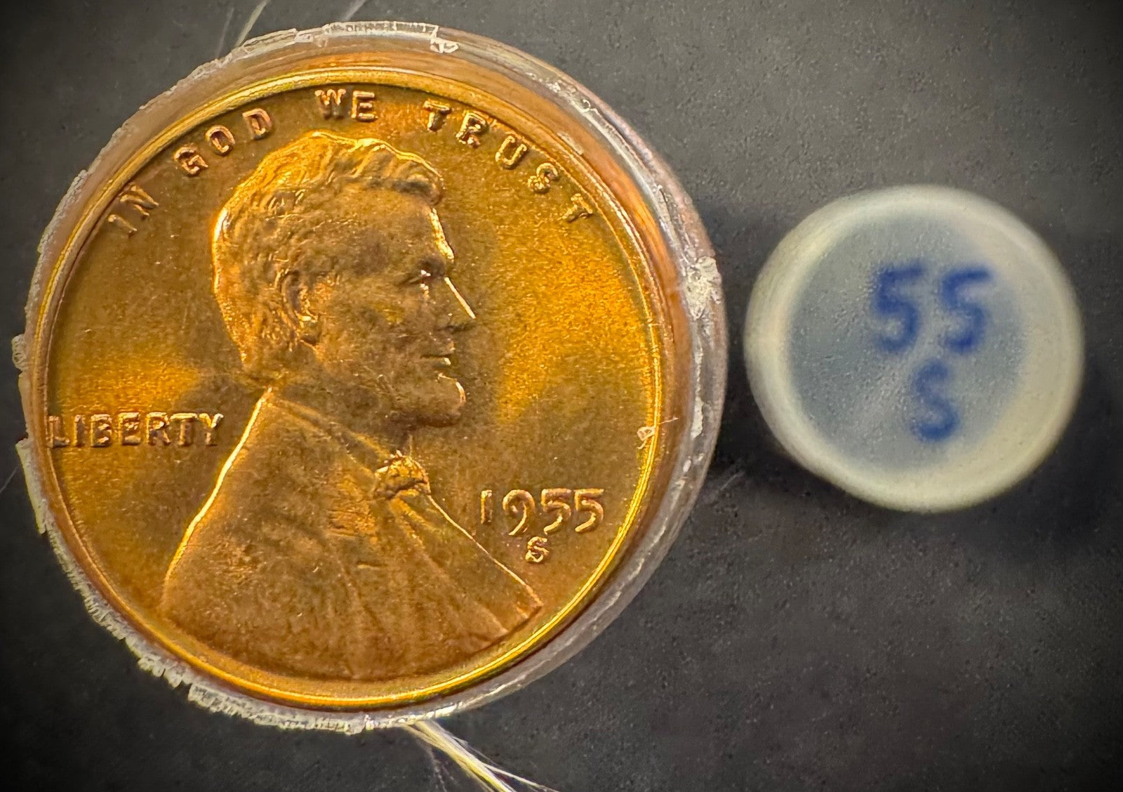 1955-S Lincoln Wheat Cent Penny RED LUSTROUS Uncirculated Roll Of 50 Coins8