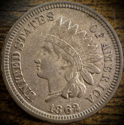 1862 Indian Head Cent Penny Copper-Nickel Coin Liberty AU ABOUT UNCIRCULATED0