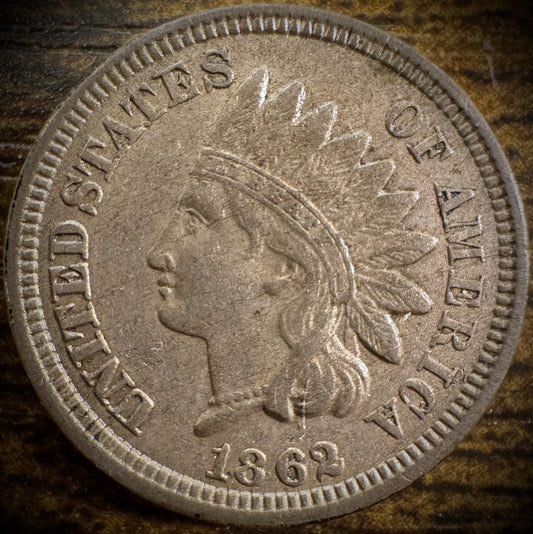 1862 Indian Head Cent Penny Copper-Nickel Coin Liberty AU ABOUT UNCIRCULATED0