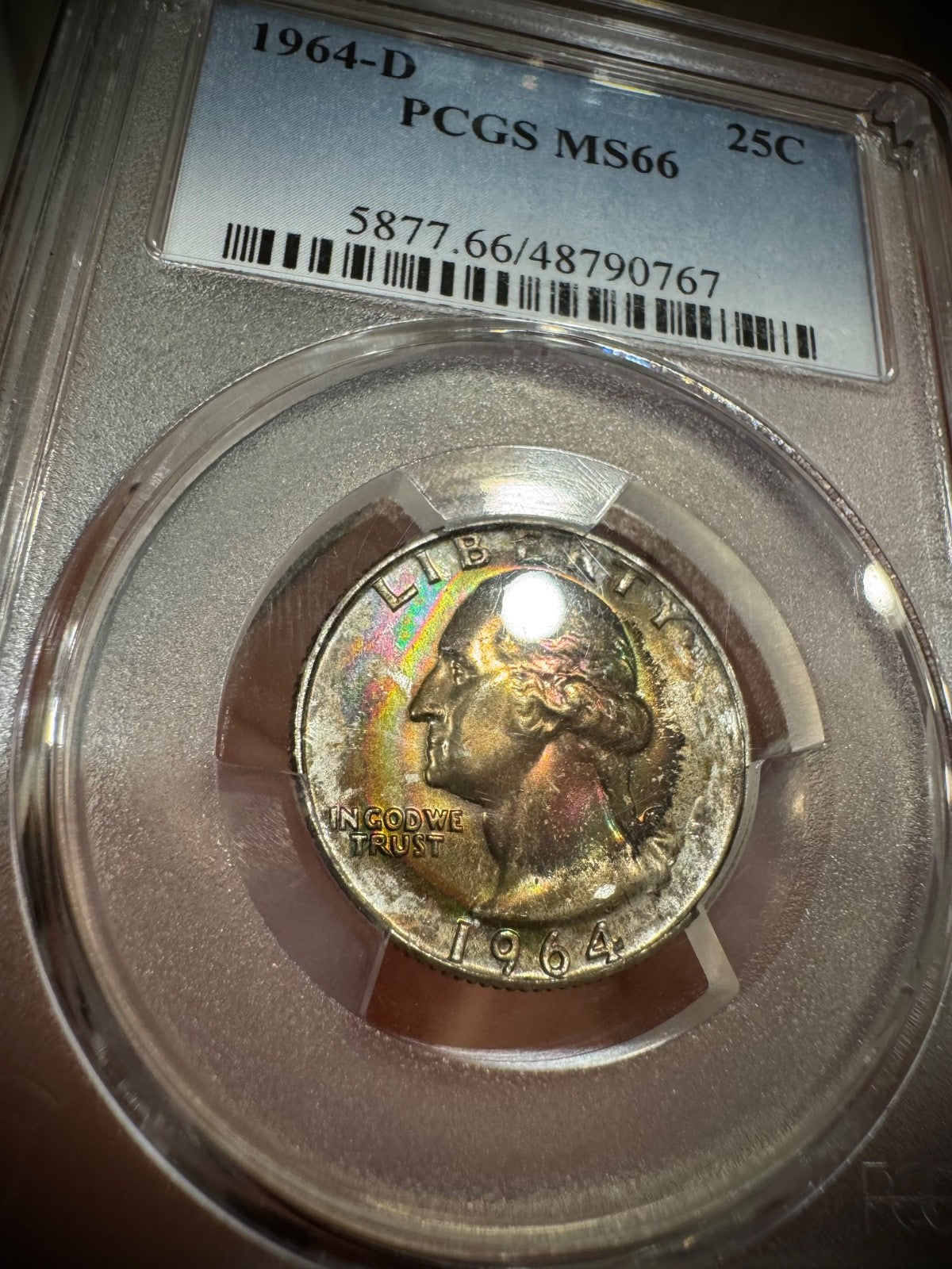 1964-D Silver Washington Quarter PCGS MS66 3