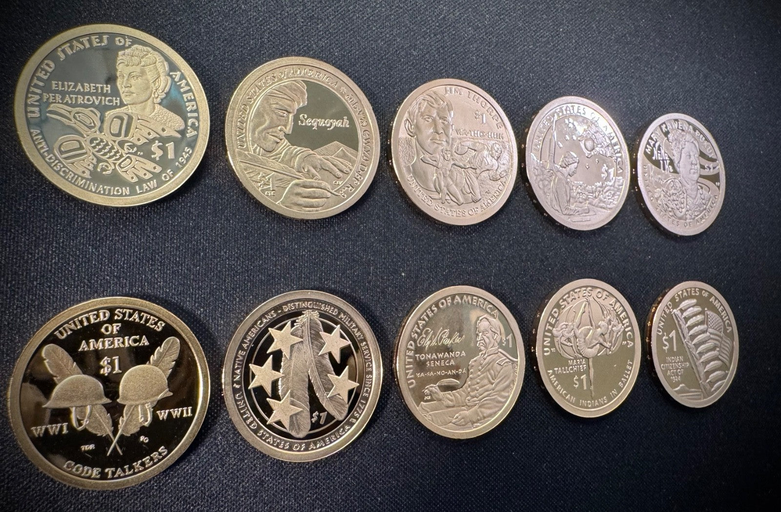 2016-2025 S Sacagawea Dollar GEM PROOF DEEP CAMEO Set Lot Of 10 Coins9
