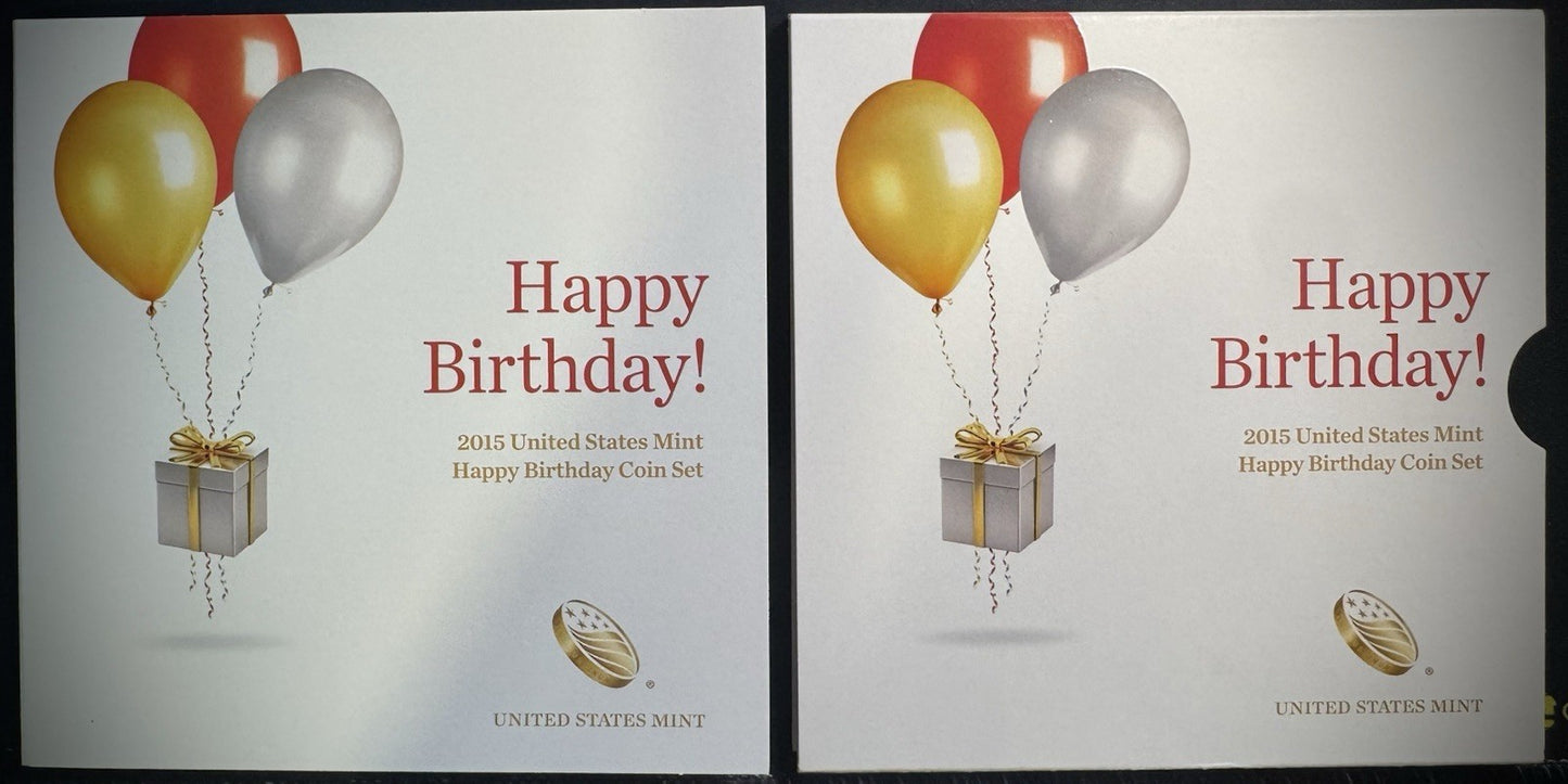 2015 US Mint Happy Birthday Coin Set Card w Plastic Coin Holders Only No Coins3