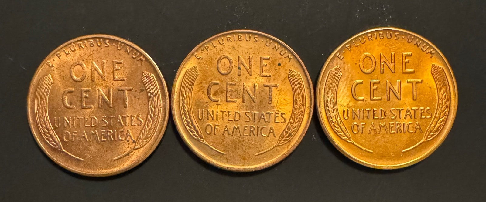 1955 Lincoln Wheat Cent P D S Uncirculated BU 3 Coin Lot From Original Rolls1