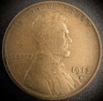 1913-D Lincoln Wheat Cent Penny0