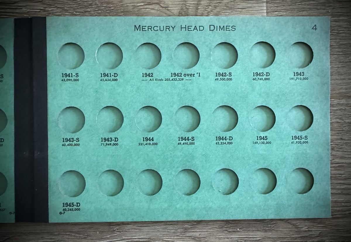 Never Used Vintage Meghrig Mercury Head Dimes 1916-1945 G-7 Album Empty No Coins6