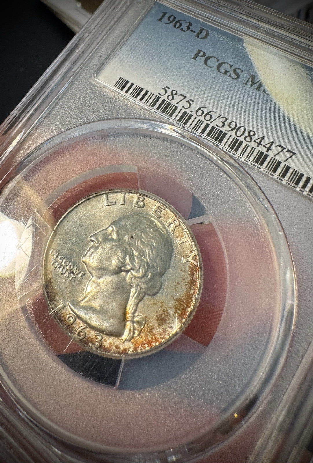 1963-D Silver Washington Quarter PCGS MS66 TONED4