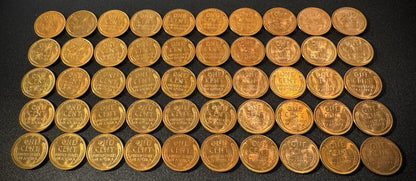 1955-S Lincoln Wheat Cent Penny RED LUSTROUS Uncirculated Roll Of 50 Coins5