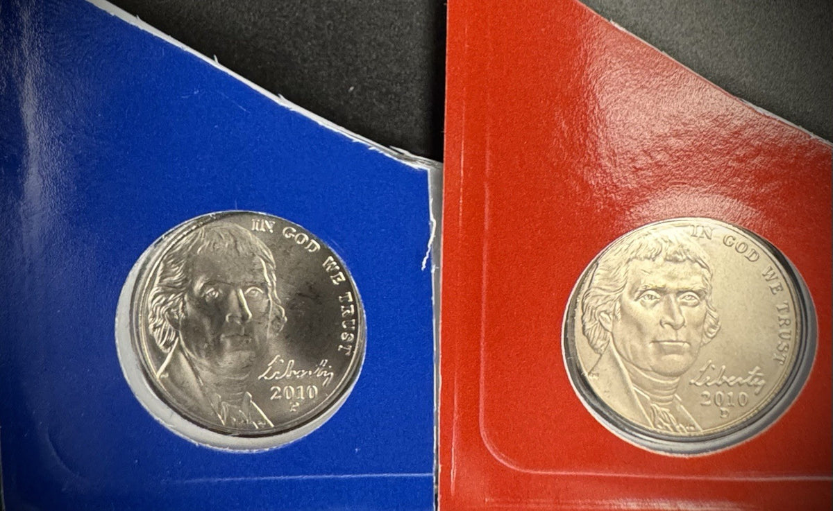 2010 P D Satin Finish Jefferson Nickel 2 Coin Lot From US Mint Uncirculated Set0