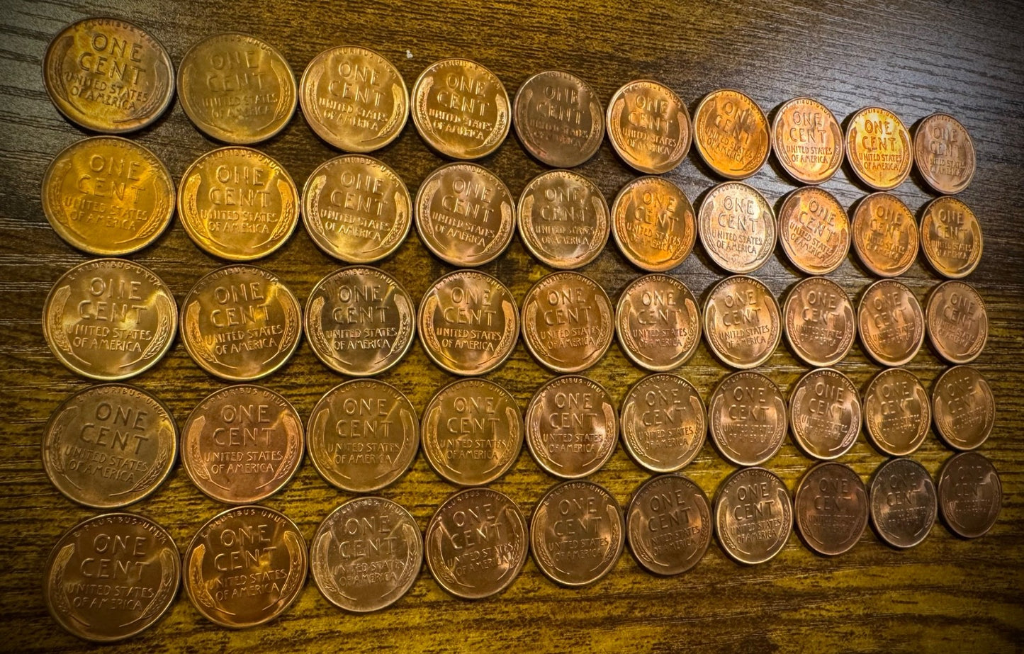 1938 Lincoln Wheat Cent Mostly Red Uncirculated Roll Of 50 Coins5