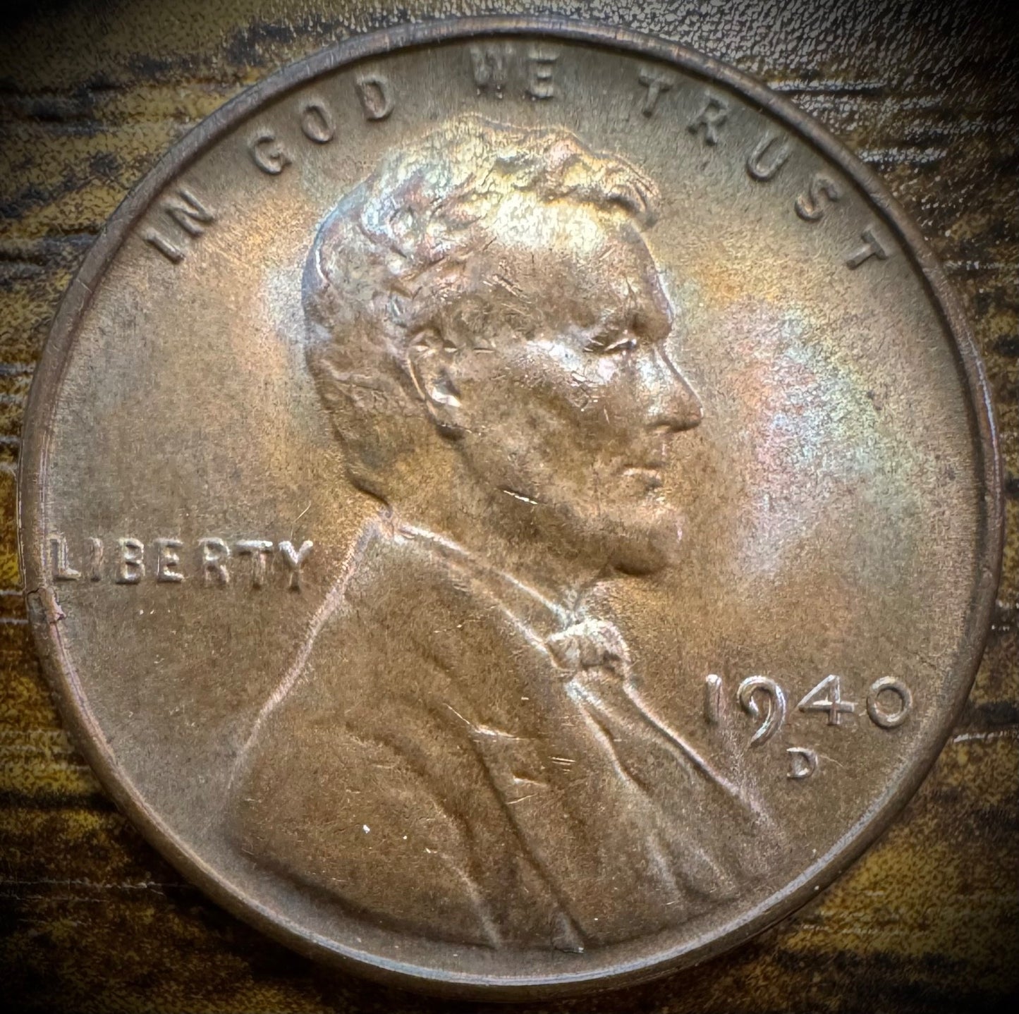 1940-D Lincoln Wheat Penny Cent Uncirculated MULTICOLORED TONING #20