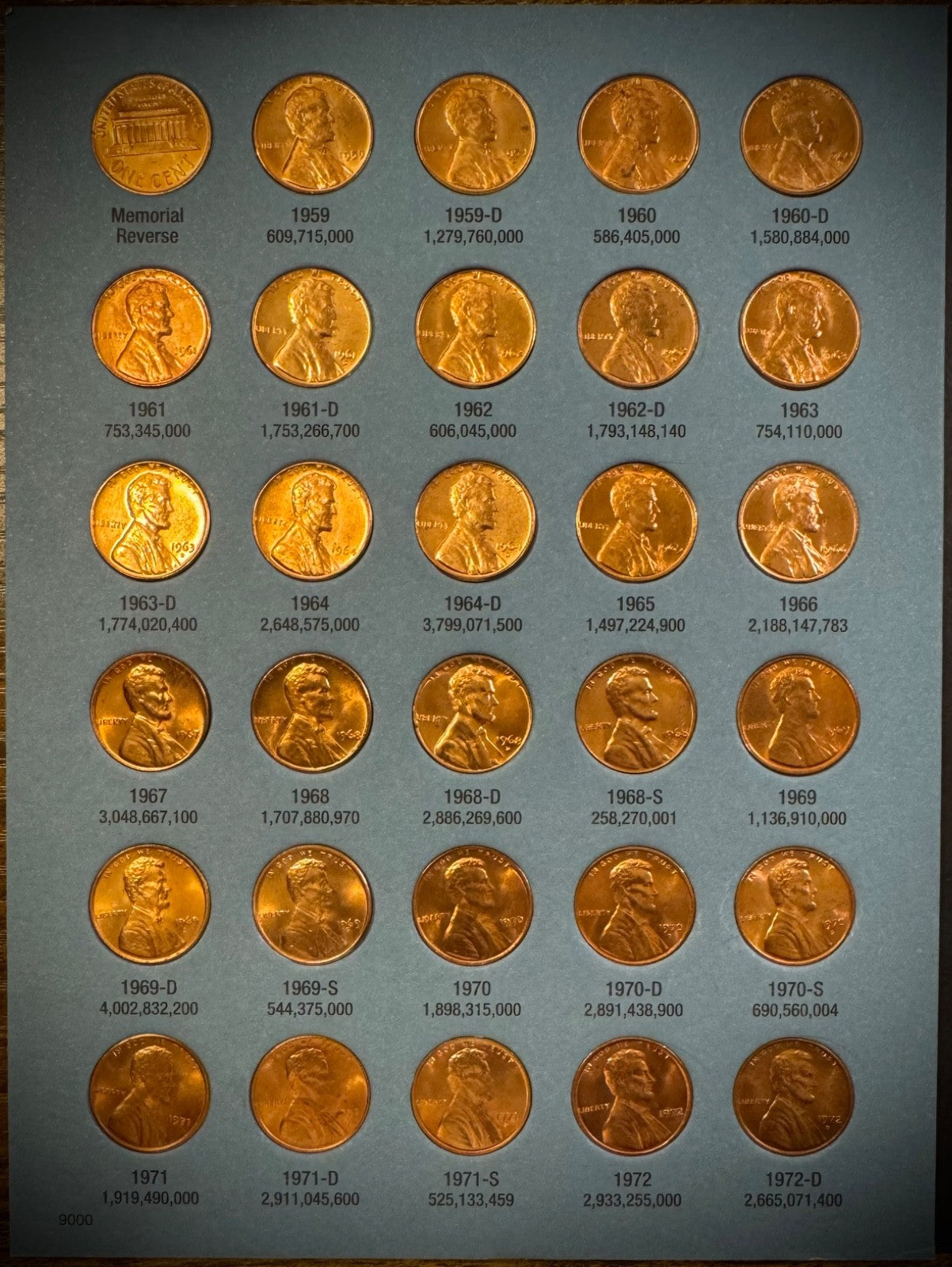 1959-2025 P D 68-74 S Lincoln Cent COMPLETE UNCIRCULATED SET In NEW Whitmans4