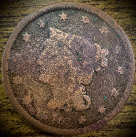 1840 Large Cent Coronet Head Braided Hair Style Large Date #20