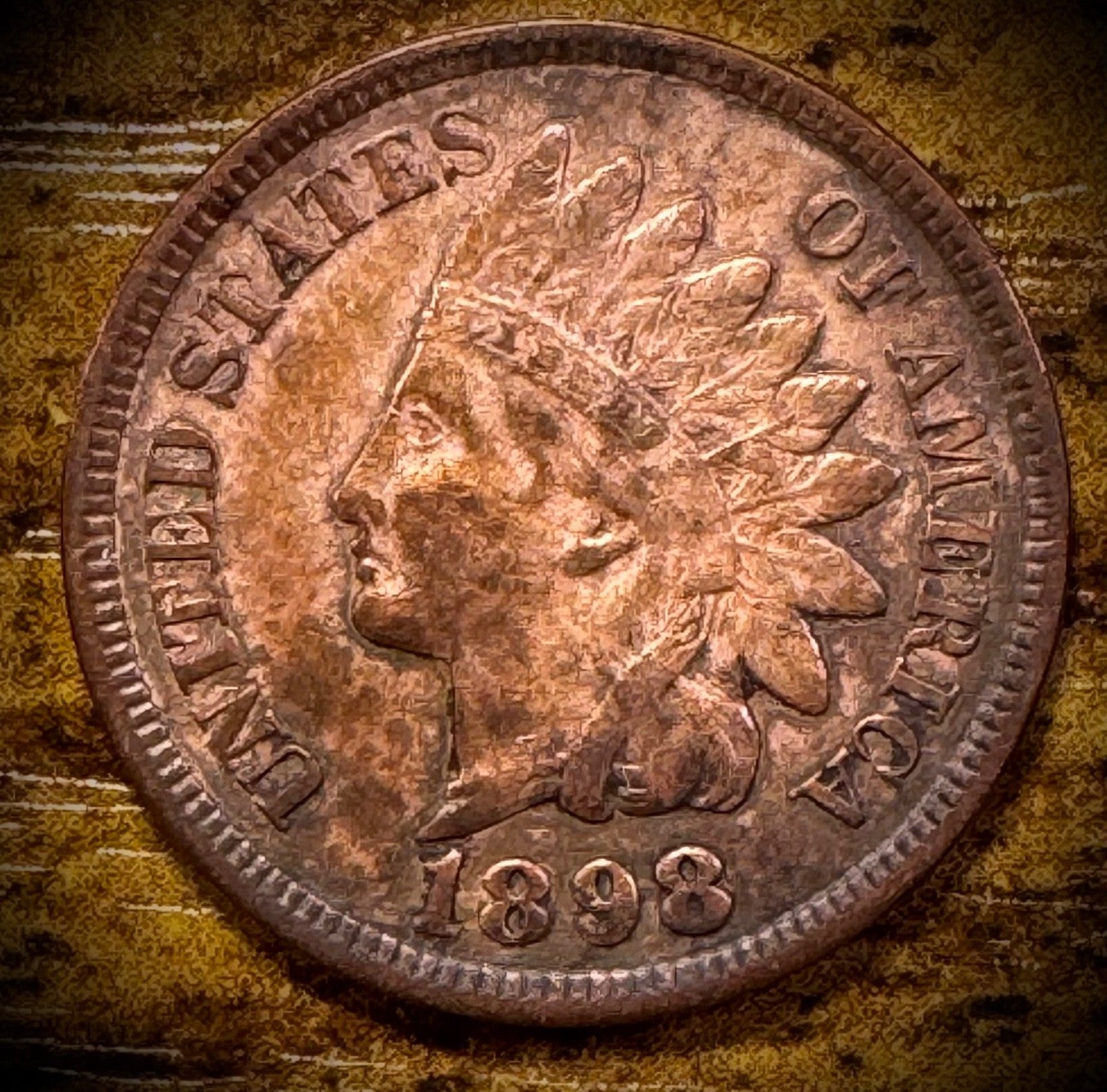 1898 Indian Head Cent Penny Full Liberty 3 Diamonds0