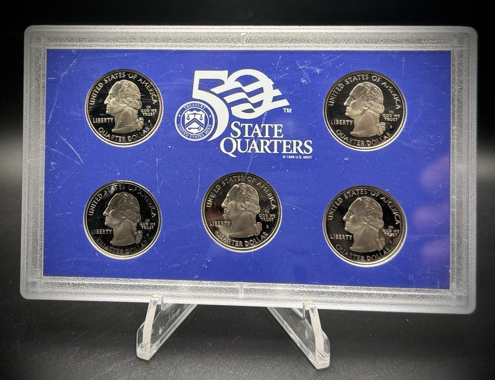 2008-S State Quarter GEM PROOF Clad 5 Coin Set w 2008 US Mint Box and COA1