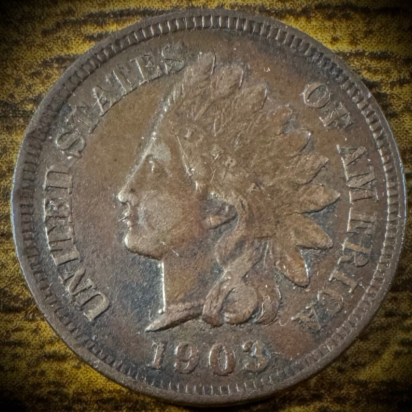 1903 Indian Head Cent Penny Full Liberty 2.5 Diamonds0