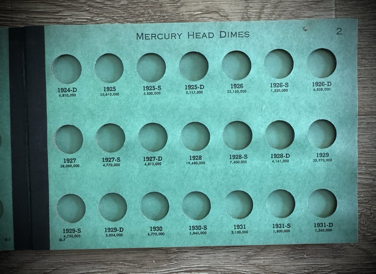 Never Used Vintage Meghrig Mercury Head Dimes 1916-1945 G-7 Album Empty No Coins4