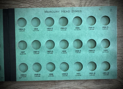 Never Used Vintage Meghrig Mercury Head Dimes 1916-1945 G-7 Album Empty No Coins4