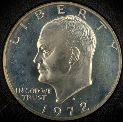 1972-S Eisenhower PROOF 40% Silver Dollar In Brown GSA Packaging .400 Fine0