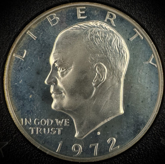 1972-S Eisenhower PROOF 40% Silver Dollar In Brown GSA Packaging .400 Fine0