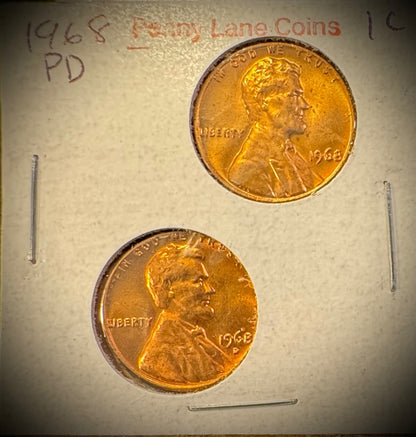 1968 P D S + S Lincoln Memorial Cent UNCIRCULATED + PROOF 4 Coin Lot2