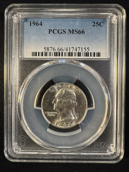1964  Silver Washington Quarter PCGS MS66 BLAST WHITE Obverse0