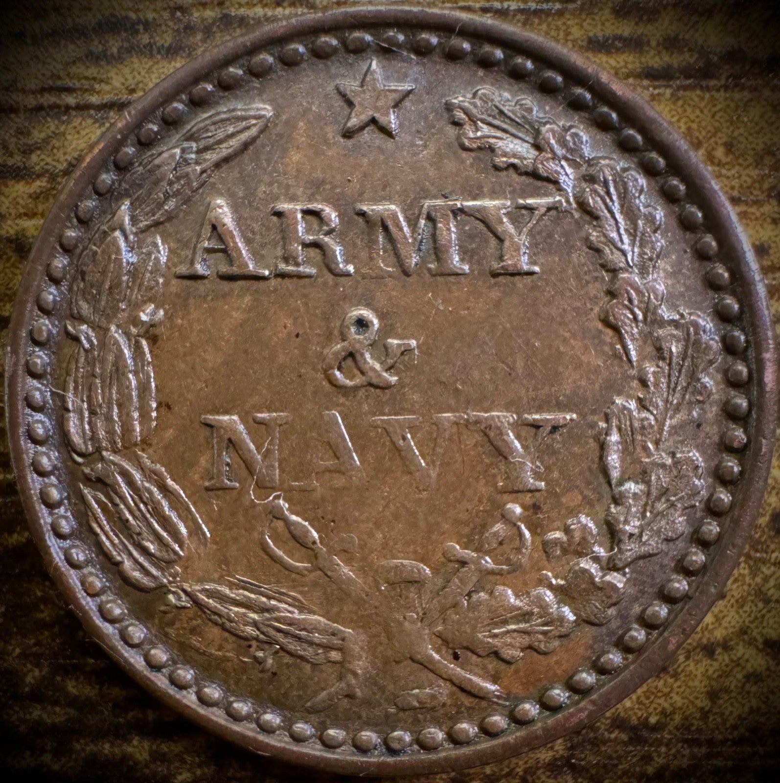 1863 CIVIL WAR Patriotic Token ARMY & NAVY1