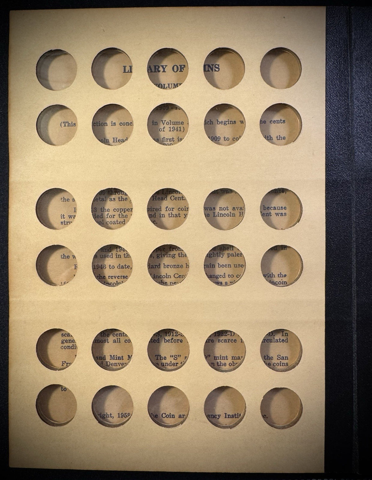Never Used Vintage Library of Coins Lincoln Cents Part 1 1909-1940 VOL 2 Album3