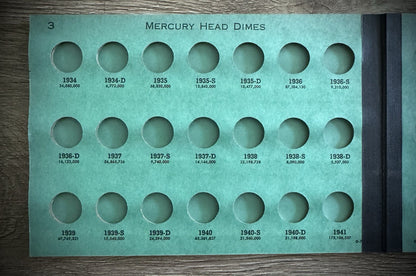 Never Used Vintage Meghrig Mercury Head Dimes 1916-1945 G-7 Album Empty No Coins5
