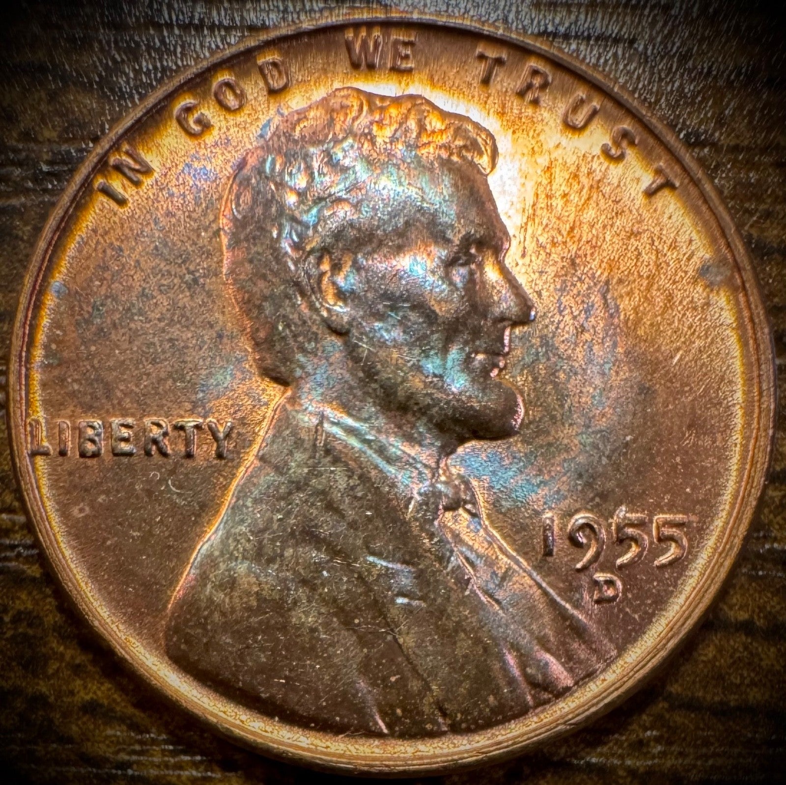 1955-D Lincoln Wheat Penny Cent BU Uncirculated GORGEOUS TONING0