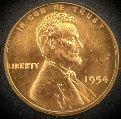 1954 Lincoln Wheat Cent RED PROOF LUSTROUS LOW MINTAGE 233,300 #10