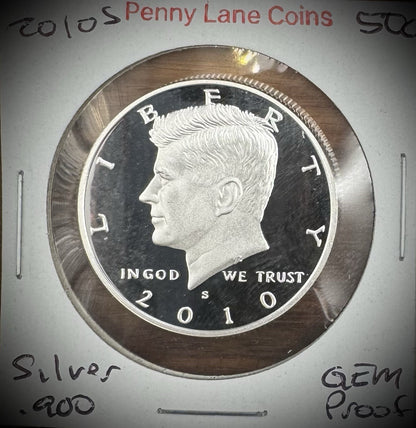 2010S 90% SILVER GEM PROOF Kennedy Half Dollar 50C .900 Fine DEEP ULTRA CAMEO2