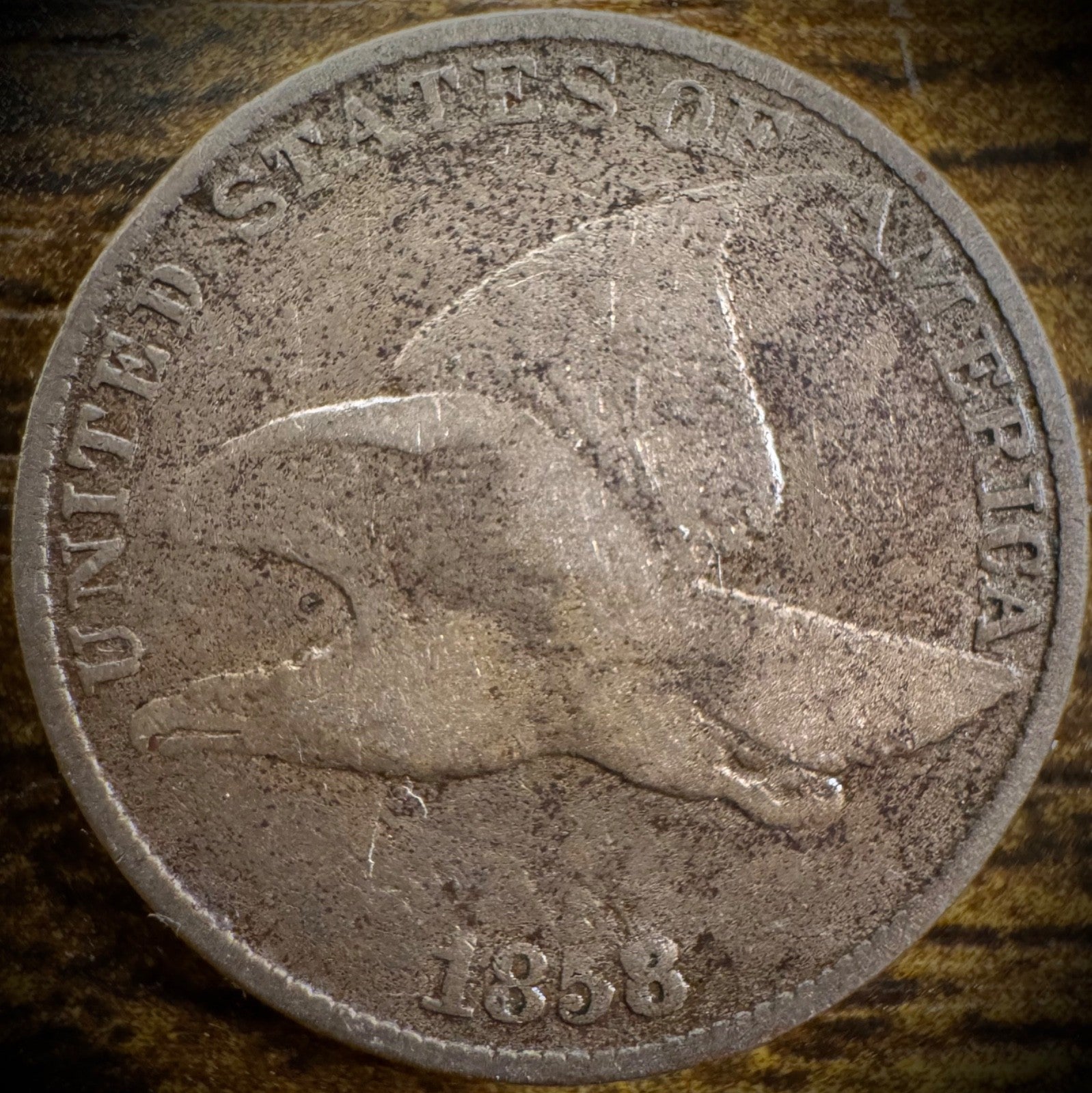1858 Flying Eagle Cent Penny Large Letters F/VF0