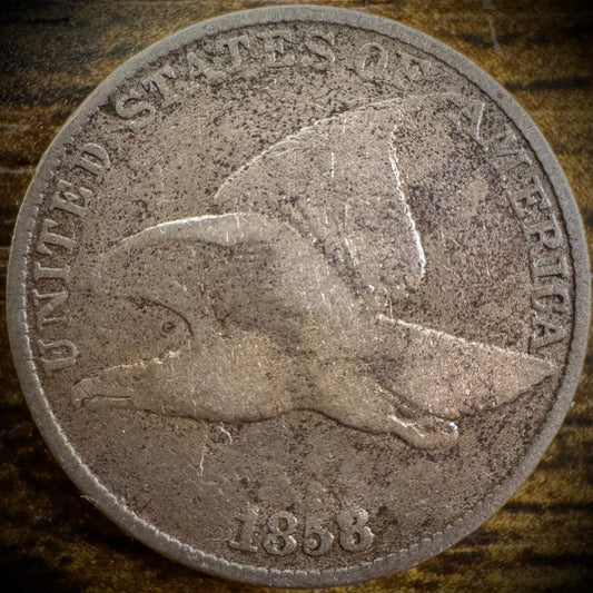1858 Flying Eagle Cent Penny Large Letters F/VF0