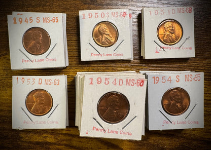 Lincoln Wheat Cent 1945-S 1950-S 1951-D 1953-D 1954-D&S 41 Coin Overstock Lot0