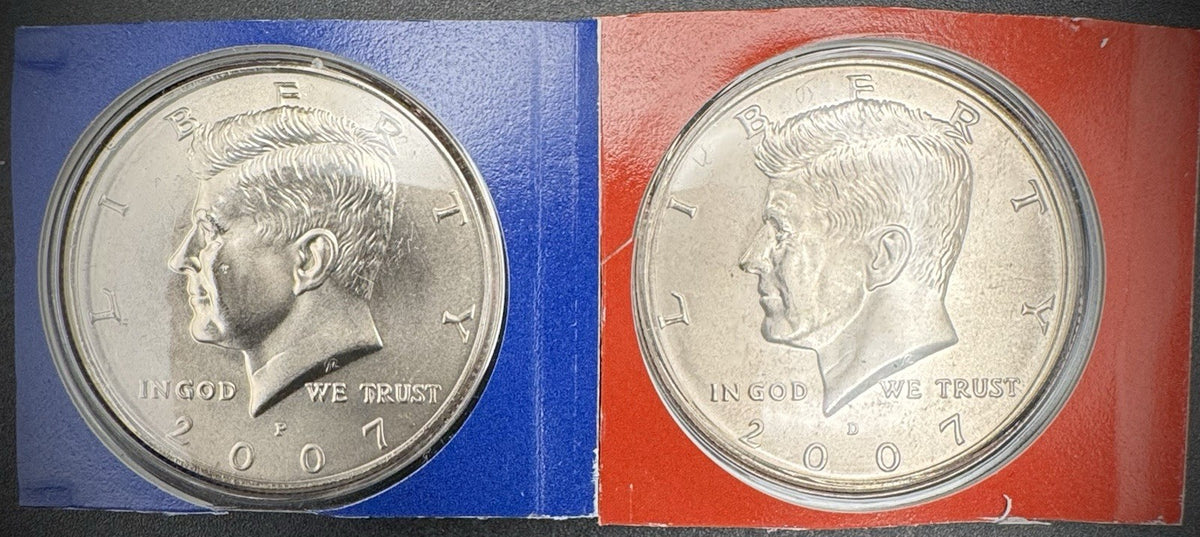 2007 P D Satin Finish Kennedy Half Dollar 2 Coins From US Mint Uncirculated Set0