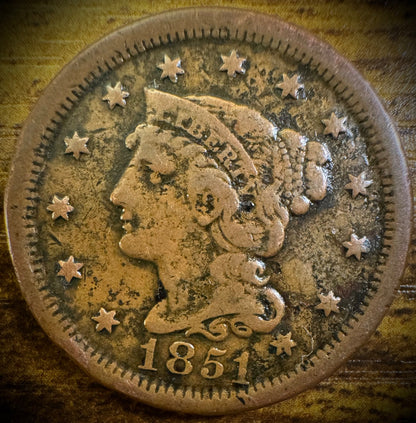 1851 Large Cent Coronet Head Braided Hair Style #20
