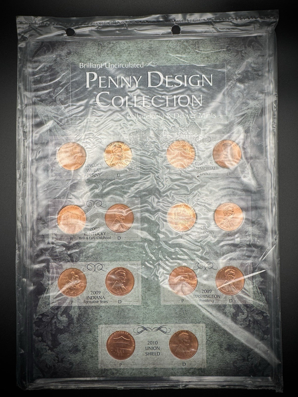 BU Penny Design Collection 1958 1974 2009 2010 P D 14 Coin Lot SEALED NEW COA0