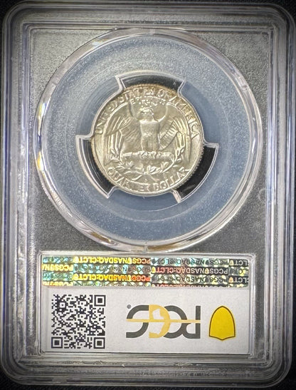1958 D Silver Washington Quarter PCGS MS66 SEE VIDEO MULTICOLOR CARTWHEEL TONING1