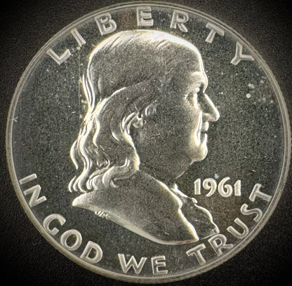 1961 Franklin 90% Silver Half Dollar PROOF Coin From US Mint Proof Set .900 Fine0