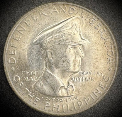 1947-S Phillipines Macarthur Silver BU 1 Peso & 50 Centavos Set of 2 Coins4