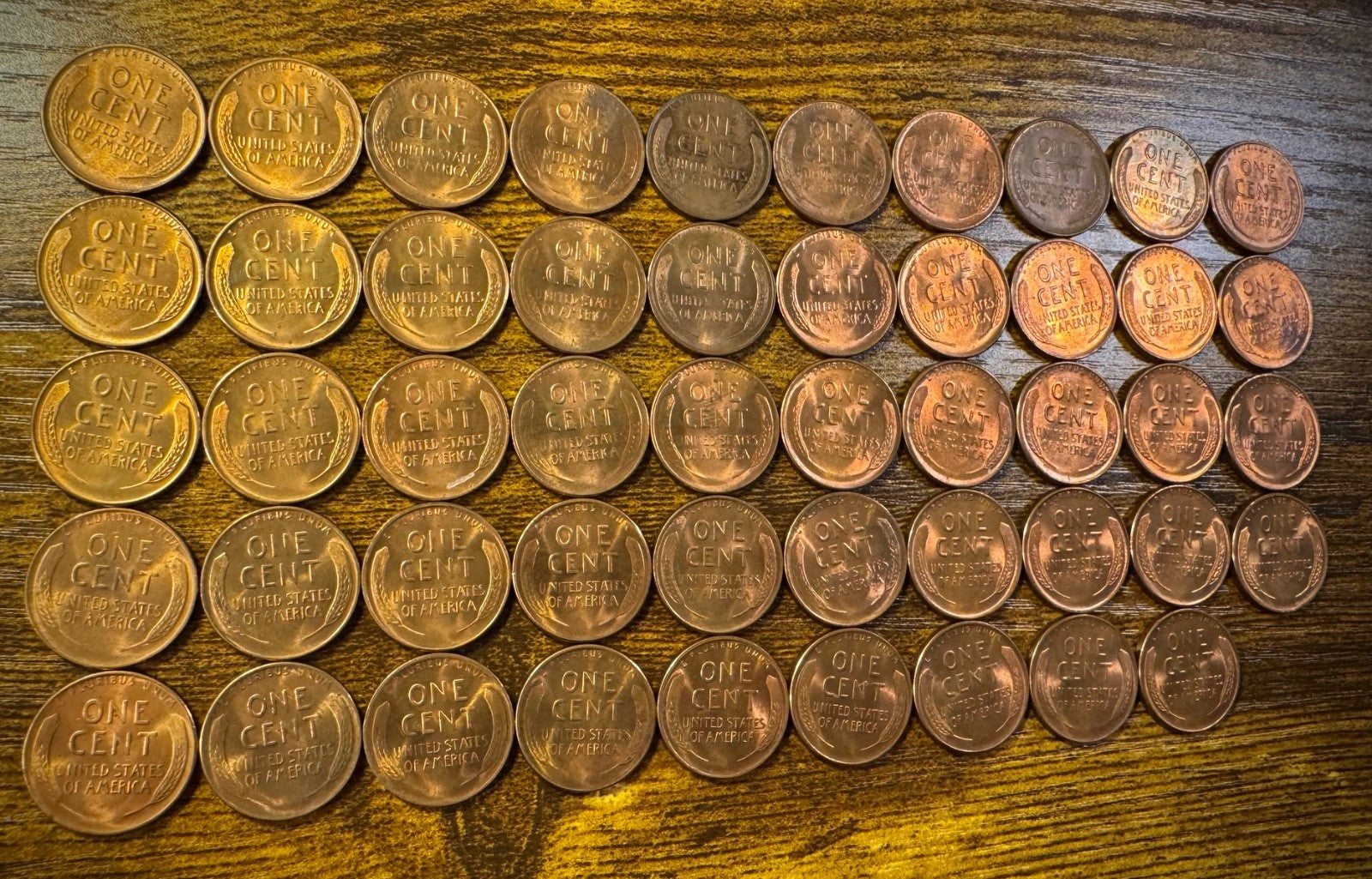 1935-D Lincoln Wheat Cent Mostly Red Uncirculated Roll Of 49 Coins6
