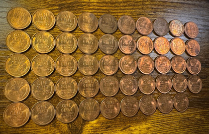 1935-D Lincoln Wheat Cent Mostly Red Uncirculated Roll Of 49 Coins6