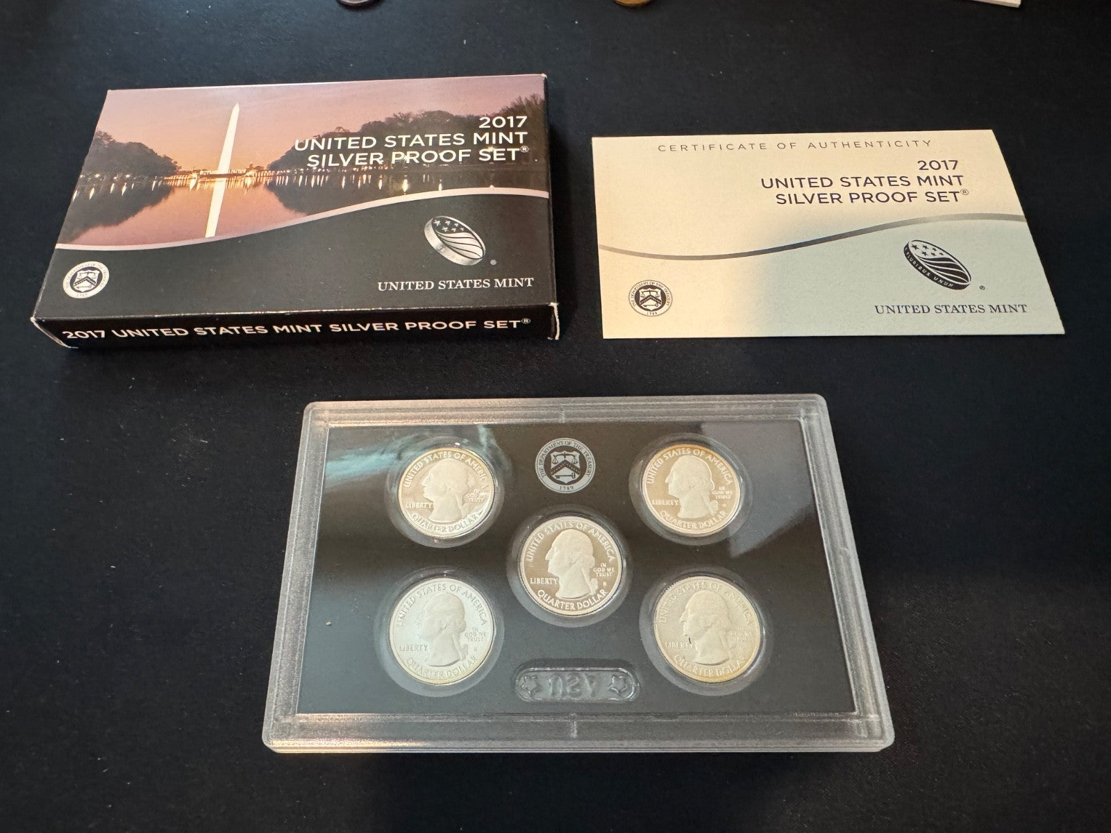 2017-S 90% .900 SILVER America the Beautiful Quarter Set w 2017 US MINT Box COA0