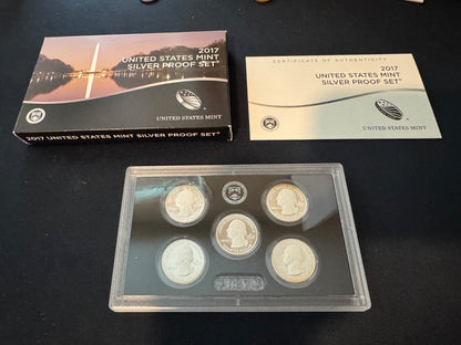 2017-S 90% .900 SILVER America the Beautiful Quarter Set w 2017 US MINT Box COA0