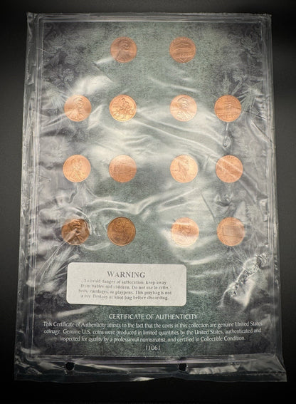 BU Penny Design Collection 1958 1974 2009 2010 P D 14 Coin Lot SEALED NEW COA1